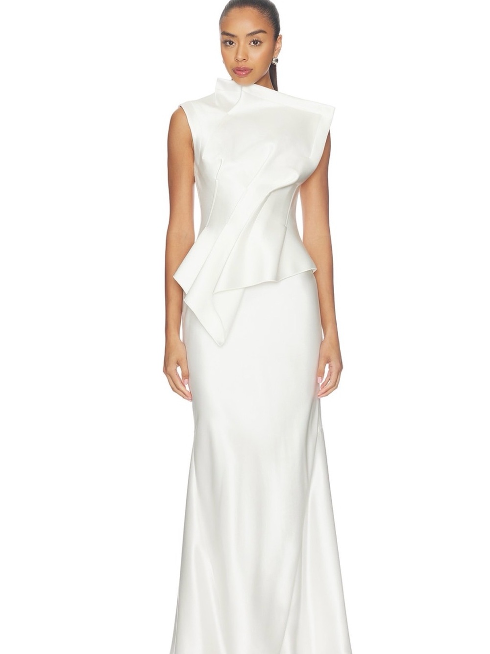 NEW Acler Elegant White Sleeveless Draped Harty Bridal Gown in Ivory, US6